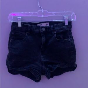 black denim tight shorts